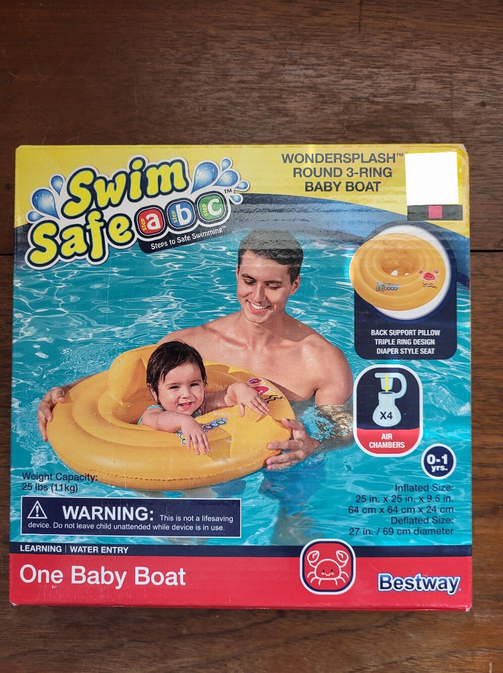 Swim Safe Wondersplash Round 3-Ring Baby Boat - Yellow